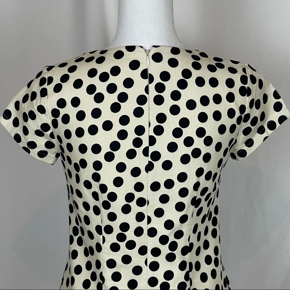 J Crew 100% Cotton Cream & Black Polka Dot Dress - Picture 6 of 11